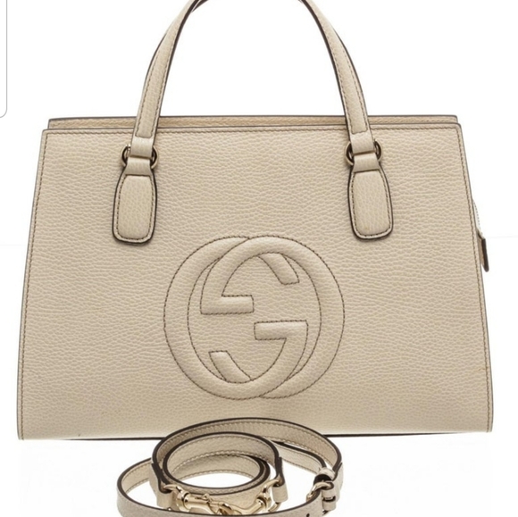Gucci Beige Grained Leather Soho Top Handle Bag - Picture 4 of 8